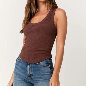 Project Social T Chocolate Ribbed Tank Top